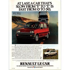 1980 Renault Le Car Hatchback Vintage Print Ad Sand Dunes Lighthouse Wall Art